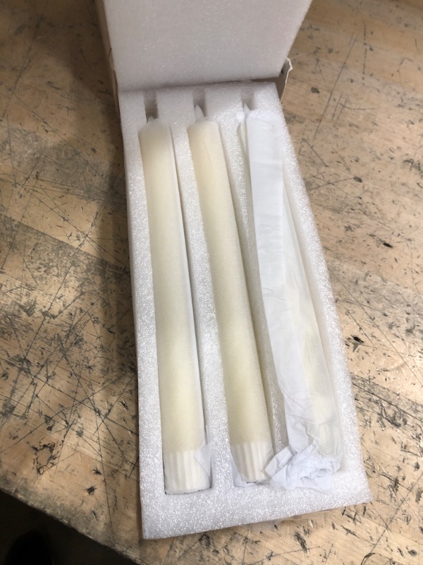 Photo 1 of AFINETH Flameless Taper Candles, 9.6" Real Wax Battery Operated, 3 Pack Led Candles with 3D Wick, Flickering, Ivory