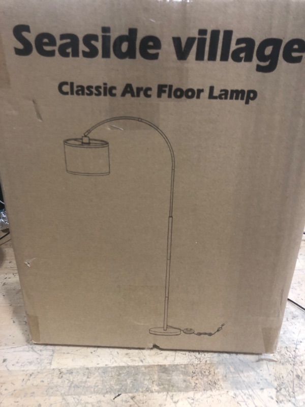Photo 1 of Arc Floor Lamps for Living Room, Modern Standing Lamp with Adjustable Hanging Drum Shade, Tall Pole Lamp with Foot Switch, Over Couch Arched Reading Light for Bedroom, Office (Black)