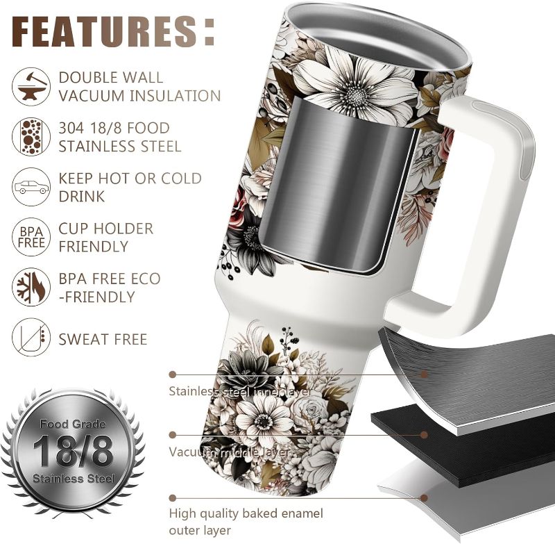 Photo 1 of Mothers Day Tumbler, Gifts for Mom from Daughter, Birthday Gifts for Mom Tumbler with Lid and Straw Travel Coffee Mug 40oz Double Wall Vacuun Insulated Cup
