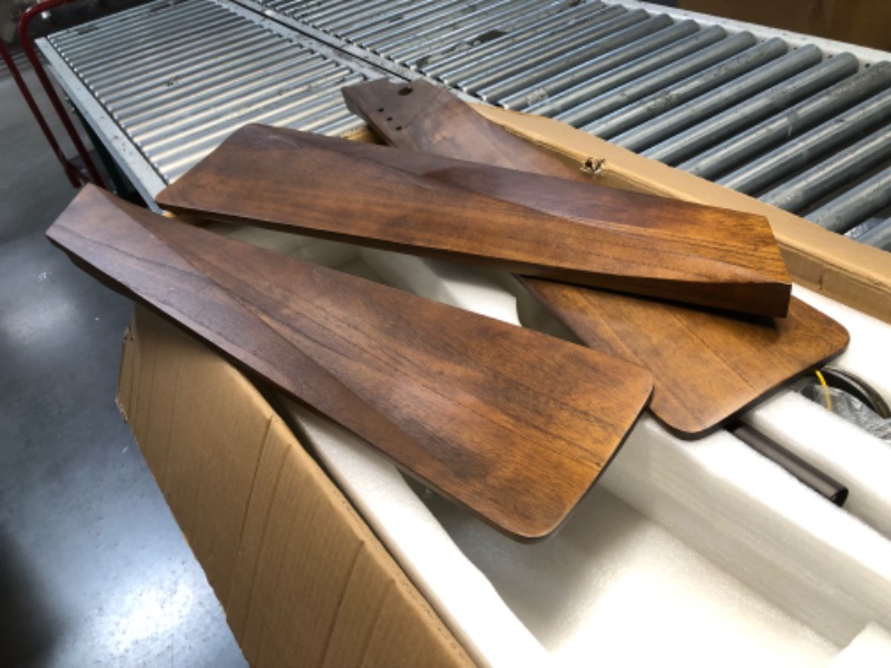 Photo 1 of ***INCOMPLETE - MISSING REMOTE AND MOUNTING BRACKET - SEE PICTURES***
KAPOEFAN 52" Ceiling Fan no Light with Remote,Modern Wood Ceiling Fans for Patios Bedroom Farmhouse,3 Blade Outdoor Ceiling Fan whitout Light with 6 Speeds and Timer,Coffee Walnut+Coffe