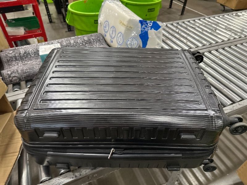 Photo 1 of ***HAS CRACKS AT BOTTOM CORNERS***Black Luggage Hardside Expandable with Double Spinner Wheels, Black, Checked-Large 28-Inch