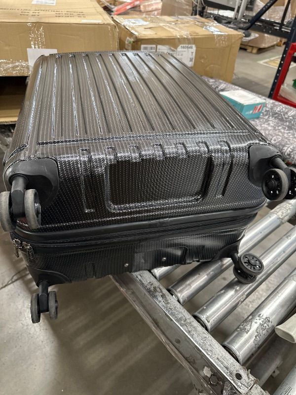 Photo 1 of ***HAS CRACKS AT BOTTOM CORNERS***Black Luggage Hardside Expandable with Double Spinner Wheels, Black, Checked-Large 28-Inch