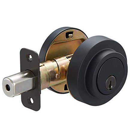 Photo 1 of Amazon Basics Contemporary Round Deadbolt Door Key Lock Single Cylinder Matte Black
