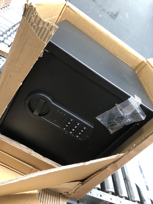 Photo 1 of Amazon Basics Small Safe For Home, Steel Security, Electronic, Programmable Keypad Lock Box, 1.2 Cubic Feet, Black