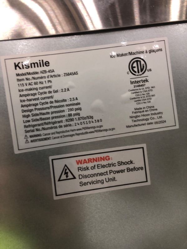 Photo 1 of DENTED Commercial Ice Maker Machine, 100 lbs/24H Under Counter Ice Machine with 2 Way Water Inlet, 33lbs Ice Storage, Stainless Steel Freestanding, Self Cleaning Ice Makers for Home/Bar/Restaurant/Outdoor