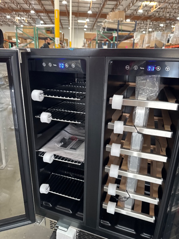 Photo 1 of *POWERS ON* Whynter 60 Cooler BWB-2060FDS Built-in French Door 20 Bottle Wine Refrigerator 69 Can Beverage Center, Stainless Steel, 24" Wide Dual Zone, Silver
