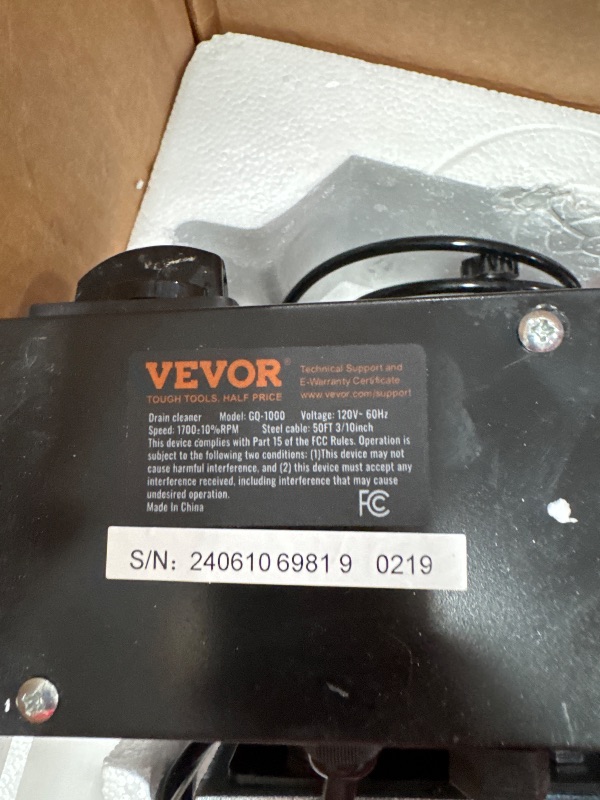 Photo 1 of *UNTESTED* VEVOR Drain Cleaner Machine 50FT x 1/2 Inch, Manual Feed Sewer Snake Auger - with Wheels, 4 Cutters & Air-activated Foot Switch for 2" to 4" Pipes