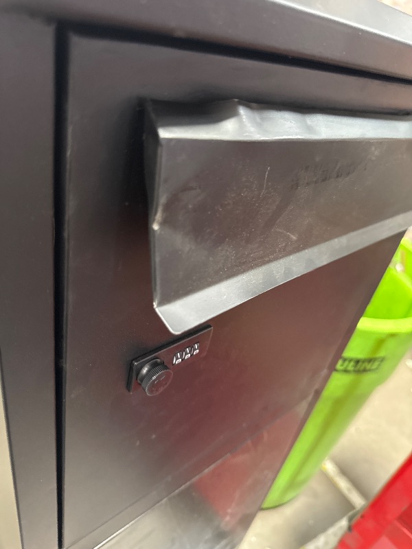 Photo 1 of *BOTTOM DOESN'T OPEN//MINOR DAMAGED * VEVOR Package Delivery Boxes for Outside 16.2"x15.8"x44", Galvanized Steel Package Delivery Box with Coded Lock, Removable Anti-Theft Baffle, IPX3 Waterproof Parcel Drop Box for Outside, Porch