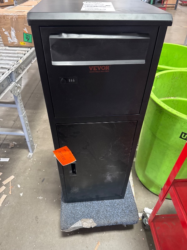 Photo 1 of *BOTTOM DOESN'T OPEN//MINOR DAMAGED * VEVOR Package Delivery Boxes for Outside 16.2"x15.8"x44", Galvanized Steel Package Delivery Box with Coded Lock, Removable Anti-Theft Baffle, IPX3 Waterproof Parcel Drop Box for Outside, Porch