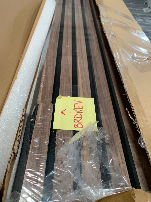 Photo 1 of *MINOR BROKEN* 3D Fluted Sound Absorbing Decorative Soundproof Panels | Acoustic Wood SLAT Wall Panels | Interior Design for Walls and Ceilings | 94.48 * 23.62in | 2PCS Coverage | Natural Walnut