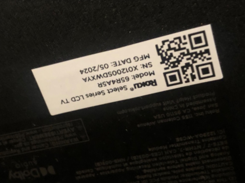 Photo 1 of *****************TV BROKEN, NON-FUNCTIONAL- FINAL SALE**************

Roku Smart TV – 65-Inch Select Series 4K HDR RokuTV with Roku Enhanced Voice Remote, Brilliant 4K Picture, Automatic Brightness, & Seamless Streaming – Live Local News, Sports, Family E