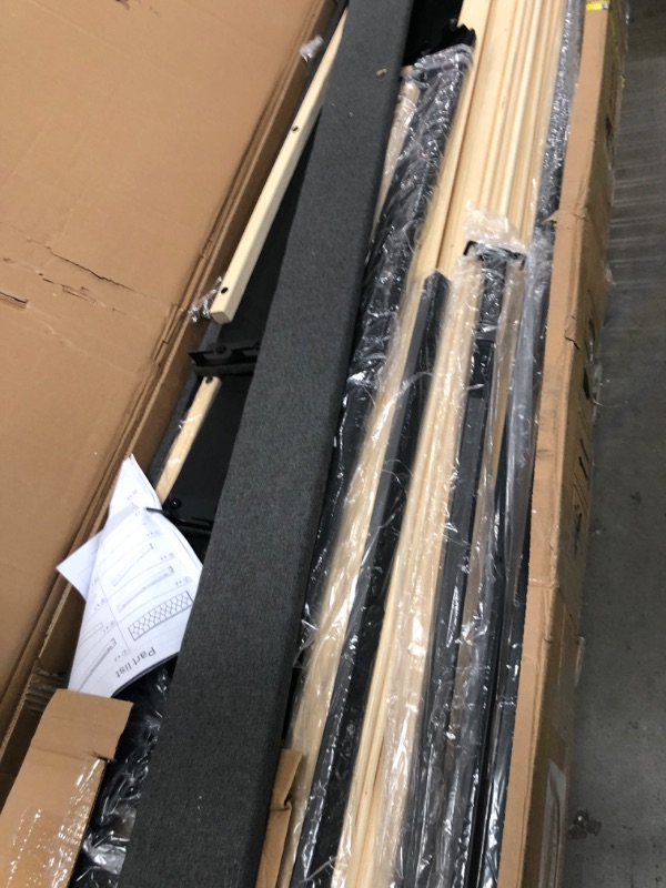 Photo 1 of ***PARTS ONLY***Feonase King Size Platform Bed Frame, Upholstered Bed with Button Tufted Headboard, Sturdy Wooden Slats & Heavy Duty Feet, No Box Spring Needed, Noise-Free, Easy Assembly, Dark Grey
