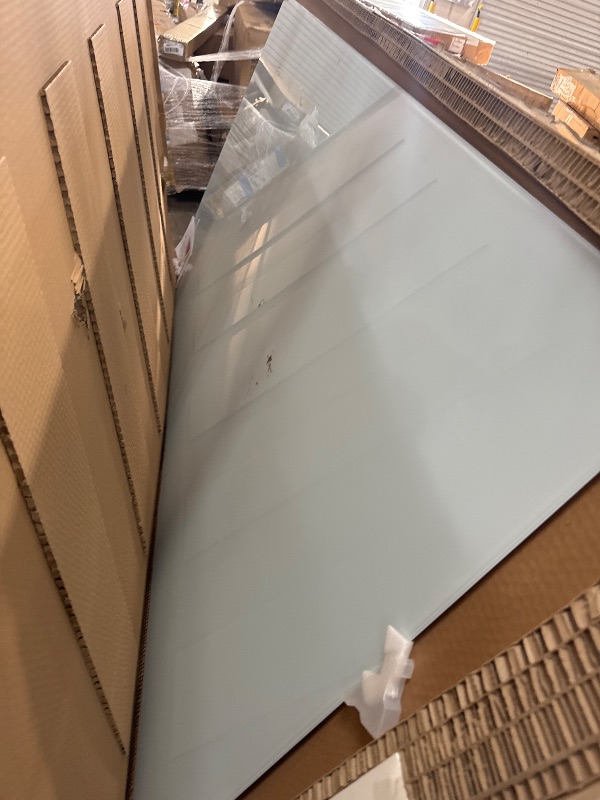 Photo 1 of *STAINED/BOARD ONLY* U Brands Glass Dry Erase Board, 96"x47", White Frosted Surface With Silver Grommets, Frameless, Includes Marker