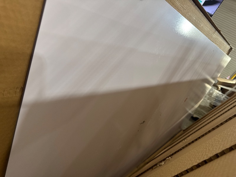 Photo 1 of *STAINED/BOARD ONLY* U Brands Glass Dry Erase Board, 96"x47", White Frosted Surface With Silver Grommets, Frameless, Includes Marker