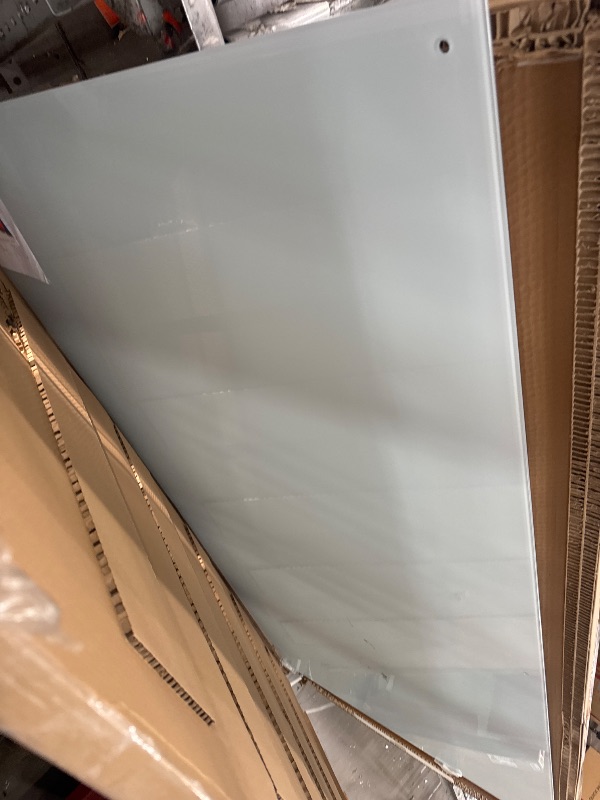 Photo 1 of *STAINED/BOARD ONLY* U Brands Glass Dry Erase Board, 96"x47", White Frosted Surface With Silver Grommets, Frameless, Includes Marker