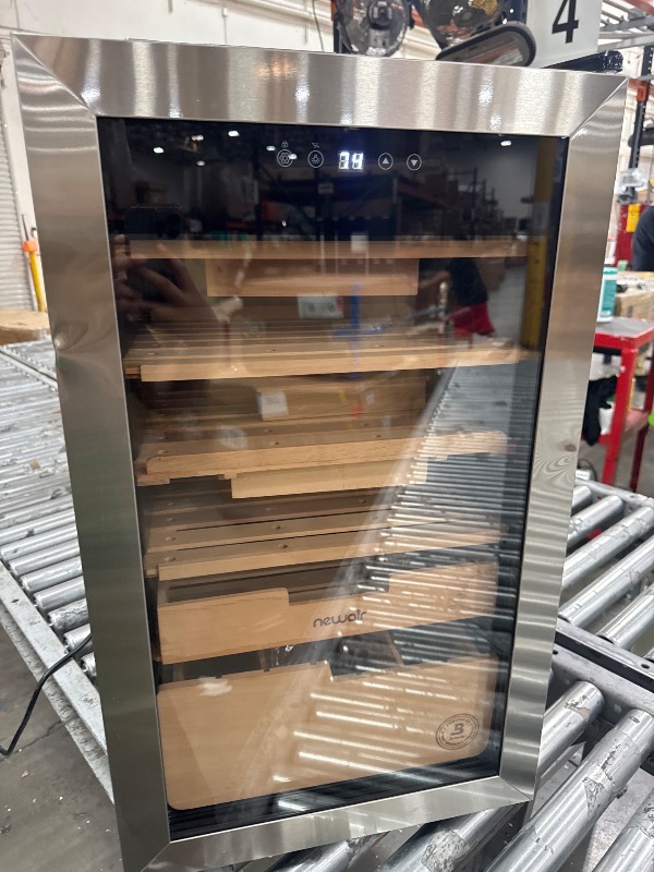 Photo 1 of *POWERS ON* NewAir x Boveda 500 Count Electric Humidor, Spanish Cedar Shelves with Temperature Control, Cigar Humidor Box with Built-In Boveda Humidity Control in Stainless Steel

