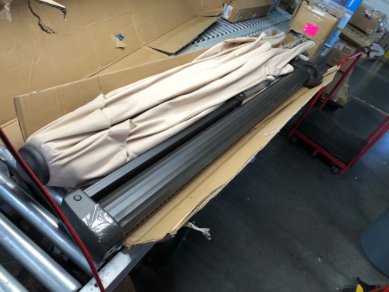 Photo 1 of **MISSING PARTS** 
Jentafix 10x13 FT Patio Umbrella, Large Cantilever Rectangular Double Top Heavy Duty Offset Umbrellas with 360° Rotation, Outdoor shade for Garden Deck Pool Patio, Beige