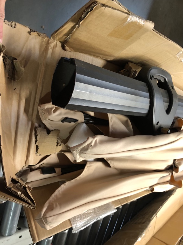 Photo 1 of **MISSING PARTS** 
Jentafix 10x13 FT Patio Umbrella, Large Cantilever Rectangular Double Top Heavy Duty Offset Umbrellas with 360° Rotation, Outdoor shade for Garden Deck Pool Patio, Beige