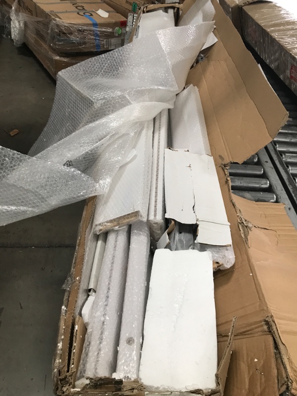 Photo 1 of ***SEE NOTES*** 
ALAMEDADT 42'' x 96'' Glass Barn Door and 7 Ft Hardware Kit Included, MDF White Barn Door Slab with Frosted Glass, PVC Surface, Combined with Handle and Floor Guide-Assembly Required, White