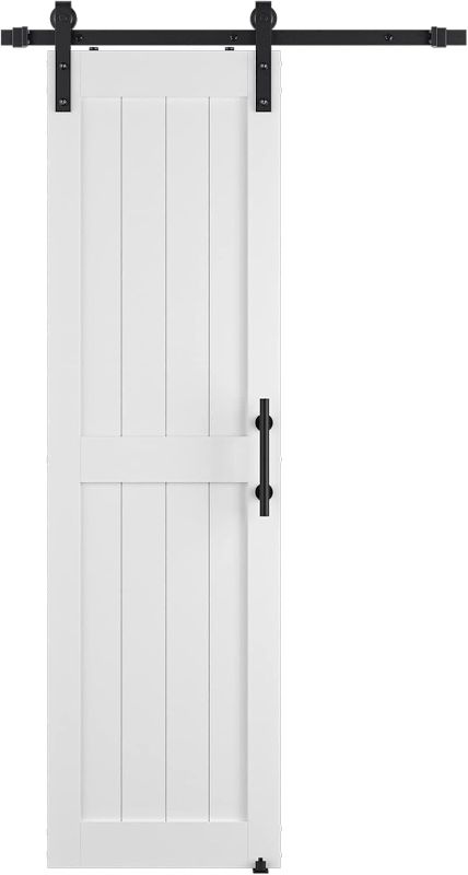 Photo 1 of 
COSHOMER 24in x 84in MDF Sliding Barn Door with 4ft Barn Door Hardware Kit & Handle, Pre-Drilled Holes Easy Assembly -Solid Barn Door Slab Covered