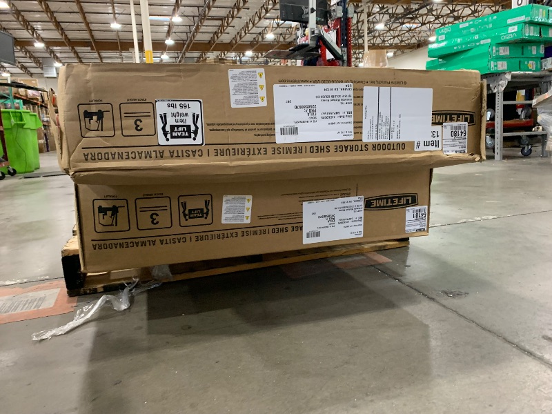 Photo 1 of COMPLETE SET
Lifetime 6418 Outdoor Storage Shed, 8 by 5 Feet ***INCLUDES 2 BOXES- LARGEST BOX 10.5FTX3FT SMALLEST BOX 6.5FTX3FT***