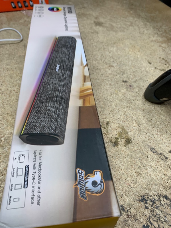 Photo 1 of SOULION R100 Bluetooth Computer Speakers with Dynamic LED Light, USB Plug & Play PC Speakers with Switch Button, Clearly Sound Soundbar for Desktop Laptop Monitor(USB-C to USB Adapter Included)