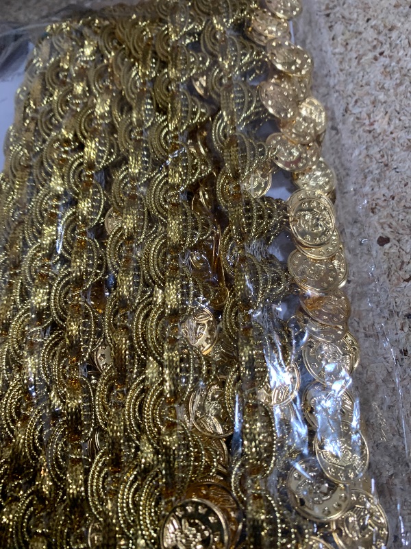 Photo 1 of 10 Yards Coin Shape Sequin Tassel Trim 1.77 Inch Width Fringe Lace Dance Dress Belt Chain DIY Clothing Ribbon (Gold)
