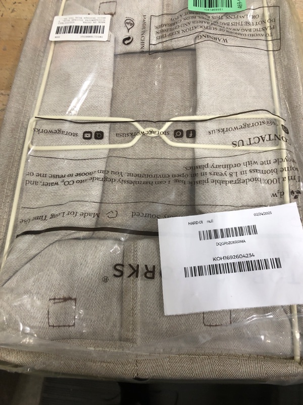 Photo 1 of StorageWorks Storage Bins, Shelves Baskets for Organizing, Fabric Closet Organizers with Handles, Metal Frame, Brown and Beige, 2-Pack