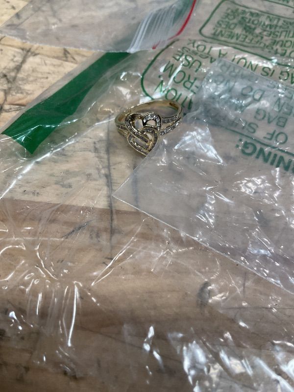Photo 1 of Amazon Essentials 10K Yellow Gold Diamond Two Hearts Ring (1/10 cttw), Size 8 (previously Amazon Collection)