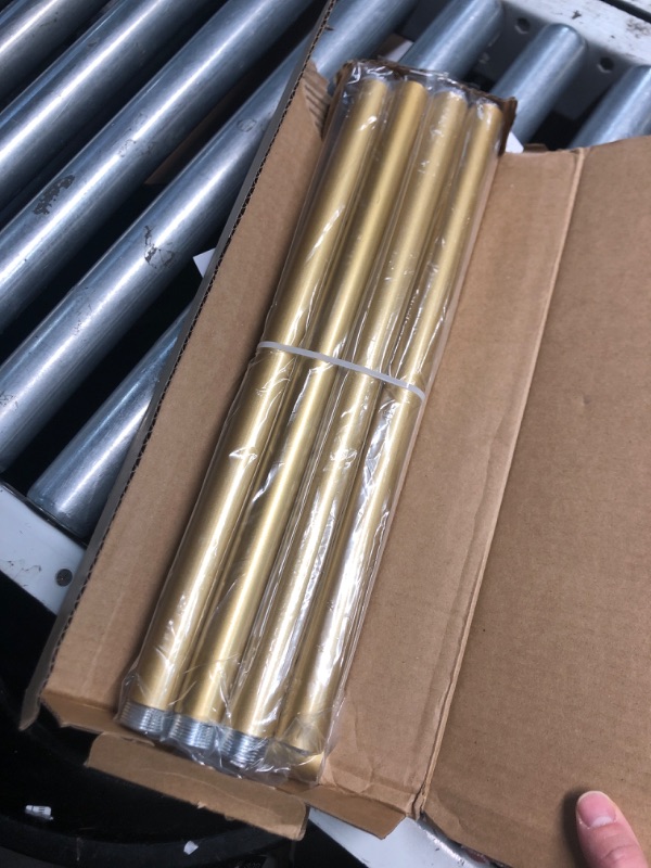 Photo 1 of (GOOD/FAIR) ZYRW Gold Curtain Rods, Room Darkening Curtain Rods for Windows 48 to 90 Inches(4-7.5Ft), Wrap Around Curtain Rods, Heavy Duty Blackout Drapery Rods, Modern Decorative Window Treatment Rod, Gold