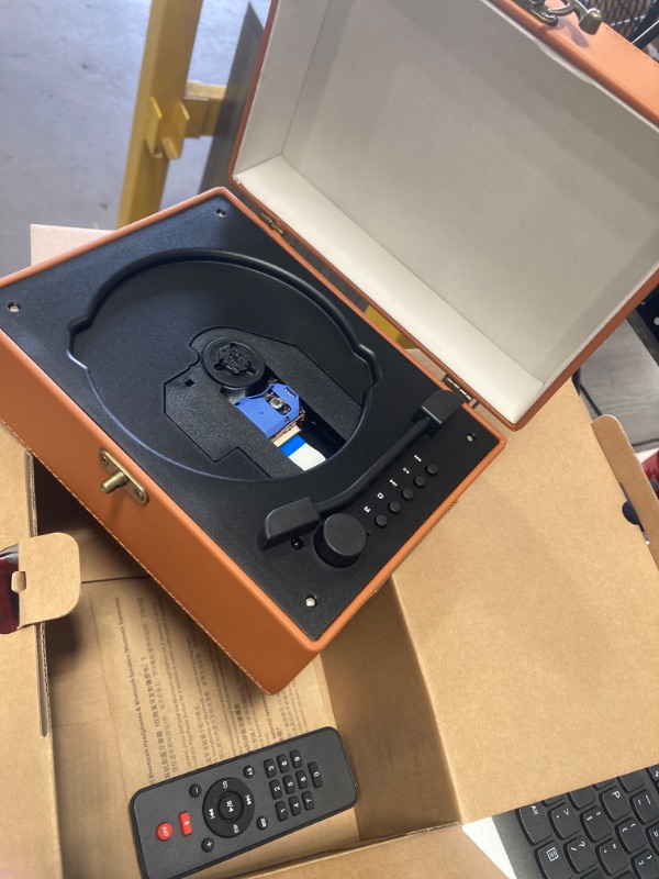 Photo 1 of Yintiny Time Music Box CD Player with Speakers; Bluetooth Transmitter; Festival Gift; BGM Player for Home Decor (Brown)