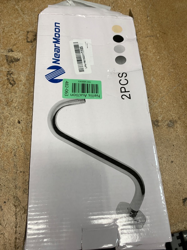 Photo 1 of NearMoon S Shaped Shower Head Riser Pipe, Shower Extender Arm with Flange, Standard 1/2" Connection- Bathroom Accessory, 12 Inch (2 Pack, Brushed Nickel)