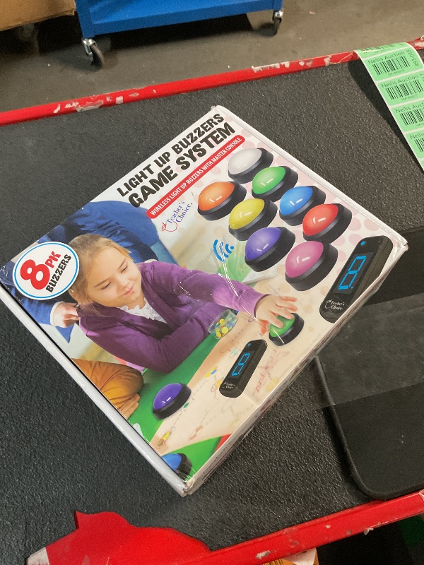 Photo 1 of Teacher's Choice Wireless Light Up 8 Player Game Buzzer Button System | Displays The Winning Player | Loud, Unique Sounds Great for Trivia Games, Family Feud, Jeopardy, Competition, Spelling Bees
