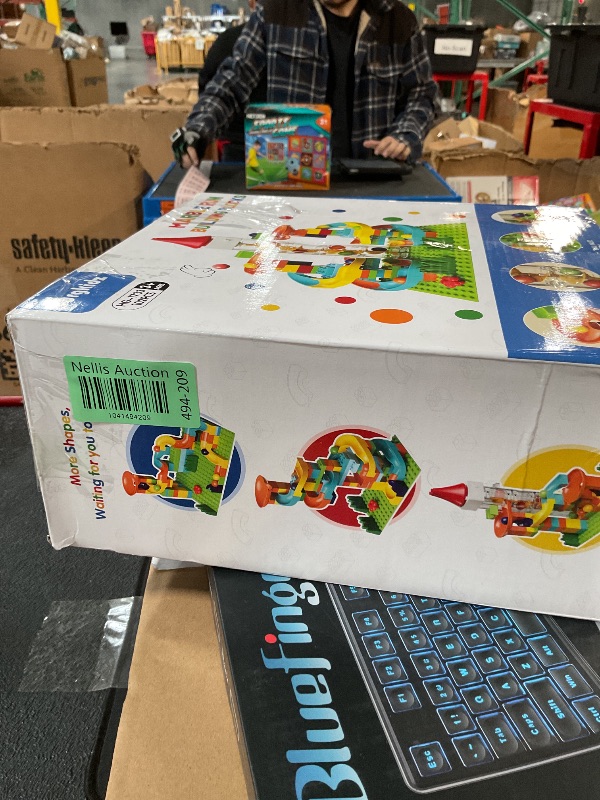 Photo 1 of Kid Marble Run Building Blocks with Elevator Spiral Lift - STEM Toy Bricks Marble Maze Race Track Set with Motorized Elevator, Big Blocks Educational STEM for 3 4 5 6 7 8 Year Old Boys Girls