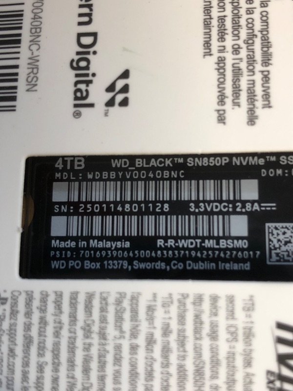 Photo 1 of ***(NO RETURNS OR REFUNDS/ FOR PARTS ONLY)***
WD 4TB WD_Black SN850P M.2 NVMe SSD for PlayStation 5