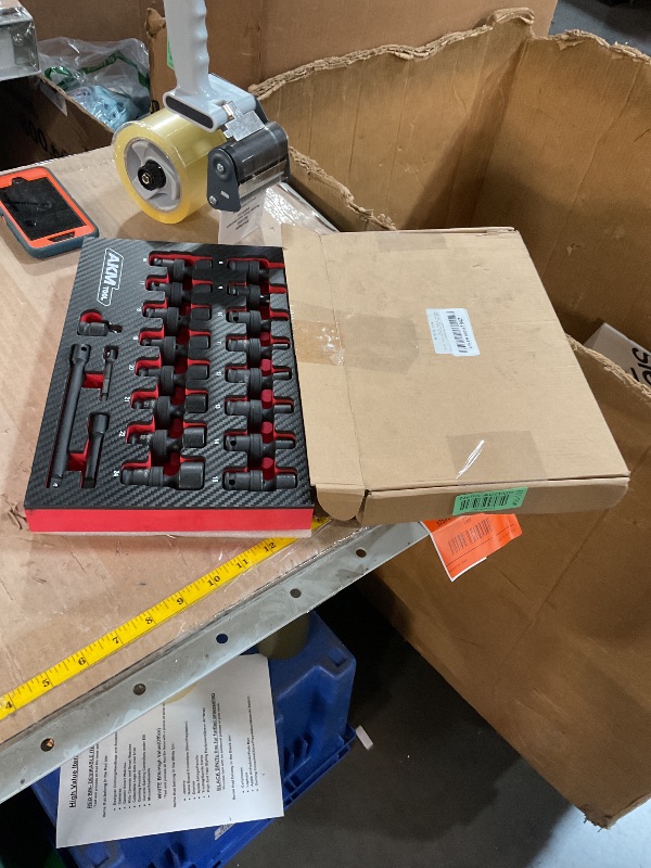 View 2 of AKM TOOL 3/8" Drive Universal Impact Socket Set, 20 Piece Swivel Socket Set, Universal Joint Socket 6-Point, Metric, 8-22mm, Cr-Mo,with Extension Bars, Socket Adapter, Drill Bit Adapter