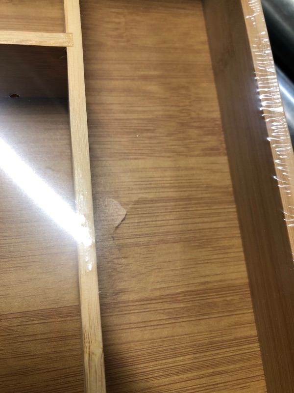 Photo 1 of **DAMAGED, SMALL INDENT ON TOP COMPARTMENT**
Juvale Bamboo Silverware Organizer for Drawer, Kitchen, 6 Slot Utensil Tray (17 x 11.75 x 1.75 In)