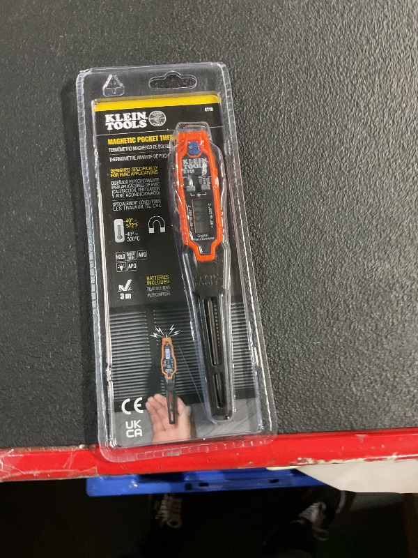 Photo 1 of Klein Tools ET10 Magnetic Digital Pocket Thermometer, HVAC Instant Read Thermometer with Backlit Display, Wide Measurement Range, Fahrenheit and Celsius