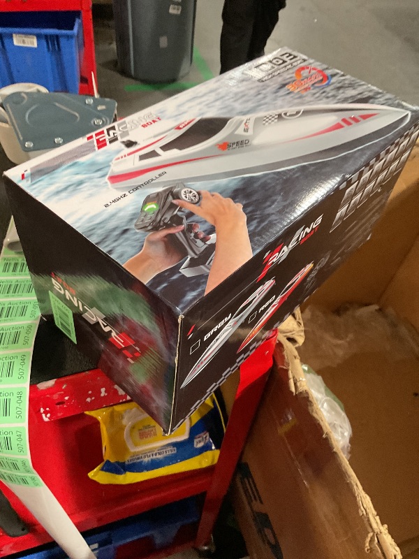 Photo 1 of HEXSOLID Remote Control Boat RC Boat for Pool & Lakes with Capsize Recovery 3 Speeds Cruise Control 30+ KPH Racing Boats 2 Batteries 60Min Pool Toys for Kids & Adults and Ideal Gifts for Kids