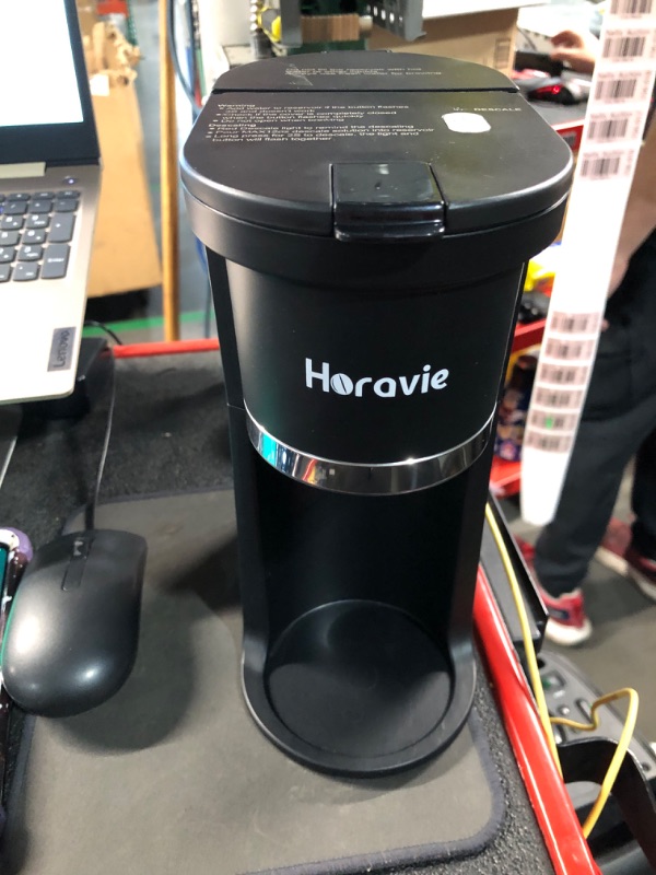 Photo 1 of ***(MISSING FILTER)***
Horavie Small Single Serve Coffee Maker, Fast Brew One Cup Coffee Machine for K Cup and Grounds, 6 to 12 oz. Brew Sizes, Capsule Coffee Machine with Descaling Reminder and Viewing Tank, Black