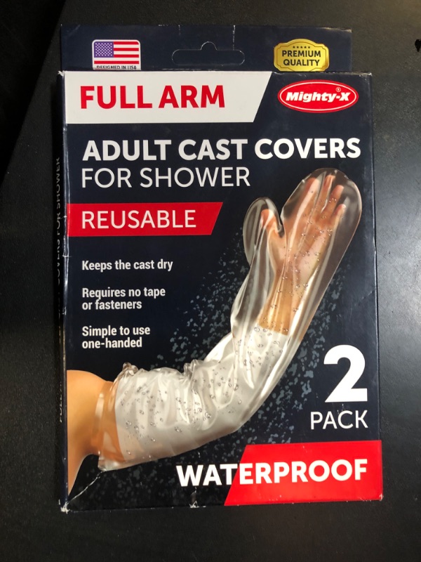 Photo 1 of 100% Waterproof Cast Covers for Shower Arm Adult - Tight Seal - 2pk Reusable Cast Protectors - Full Arm Bag Sleeves - Strong and Durable