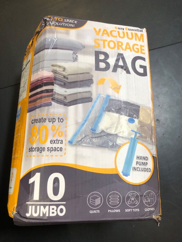 Photo 1 of 10 Jumbo Vacuum Storage Bags, Space Saver Bags Compression Storage Bags for Comforters and Blankets, Vacuum Sealer Bags for Clothes Storage, Hand Pump Included