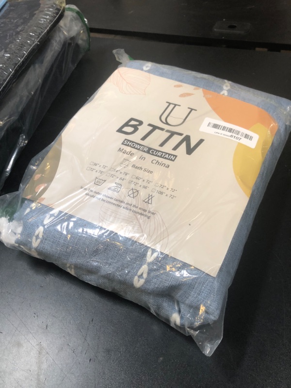 Photo 1 of BTTN Extra Long Shower Curtain, 96 Inch Boho Rustic Striped Fabric Shower Curtain Set with Tassel, Water Resistant, Large Bohemian Chic Farmhouse Shower Curtain for Bathroom with Hooks, 72x96, Blue