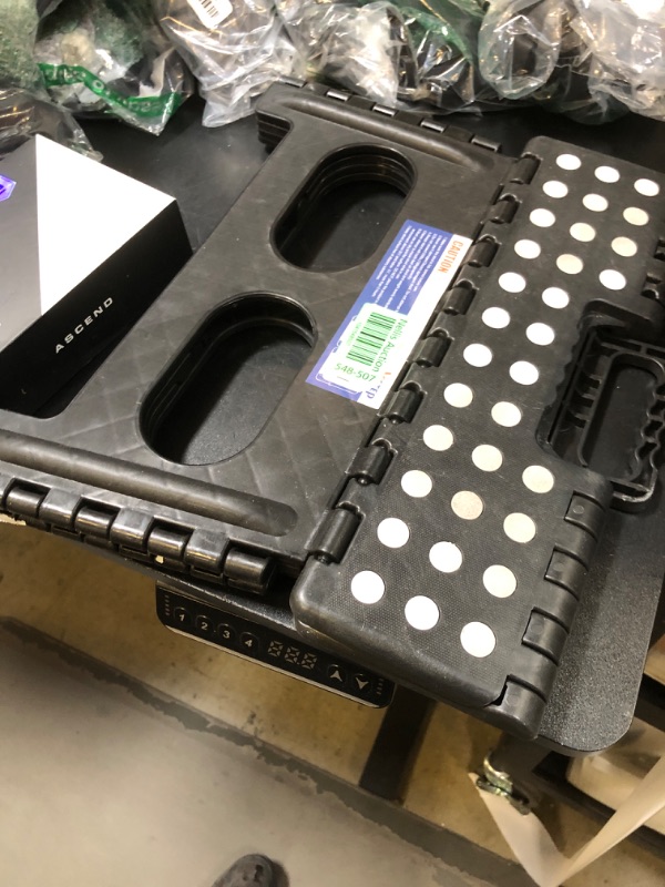 Photo 1 of ACSTEP Folding Step Stool,15-Inch Extra Wide 9Inch Height Heavy Duty Stepping Stool More Safe and Comfortable Non Slip Foldable Step Stool for Kids and Adults Black * USED, DIRTY*