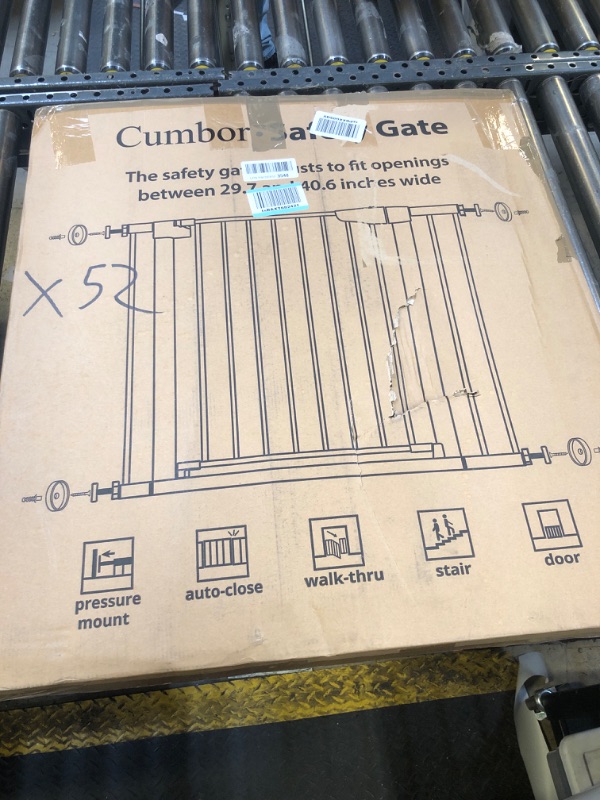 Photo 2 of Cumbor 29.7-40.6" Baby Gate for Stairs, Mom's Choice Awards Winner-Dog Gate for Doorways, Pressure Mounted Self Closing Pet Gates for Dogs Indoor, Durable Safety Child Gate with Easy Walk Thru Door