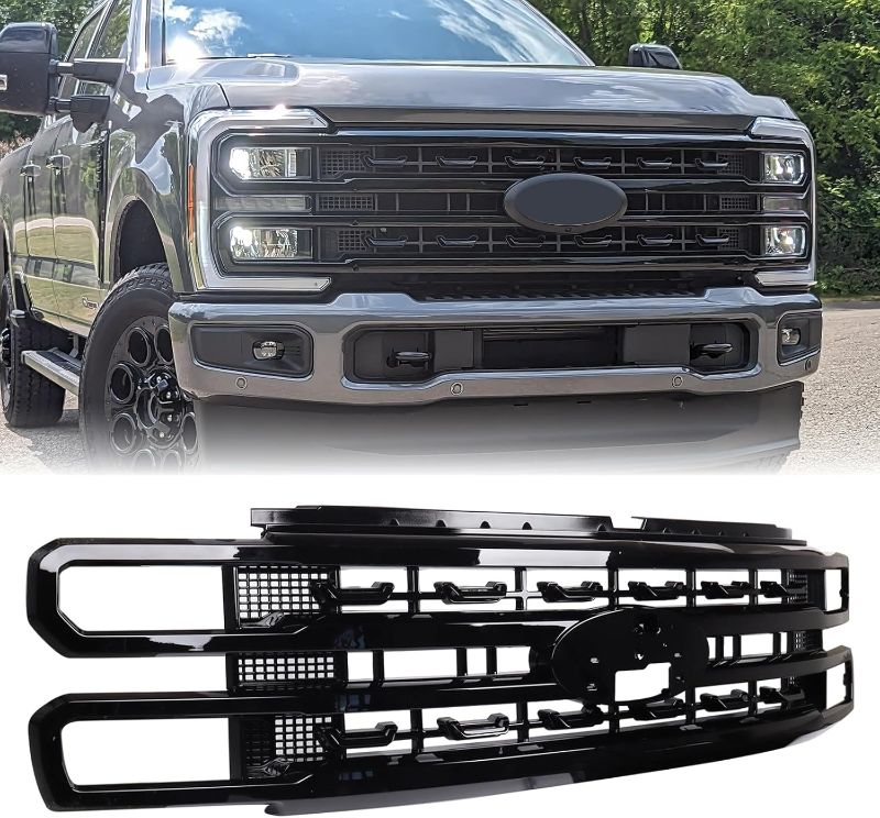 Photo 1 of Duolctarms Platinum Style Glossy Black Grille Grill Assembly Compatible for 2023-2024 Ford F250 F350 Super Duty PC3Z8200KA
