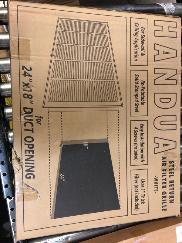 Photo 1 of 24" X 18" Steel Return Air Filter Grille by HANDUA Removable Face Door HVAC Duct Cover Grill for 1-inch Filter