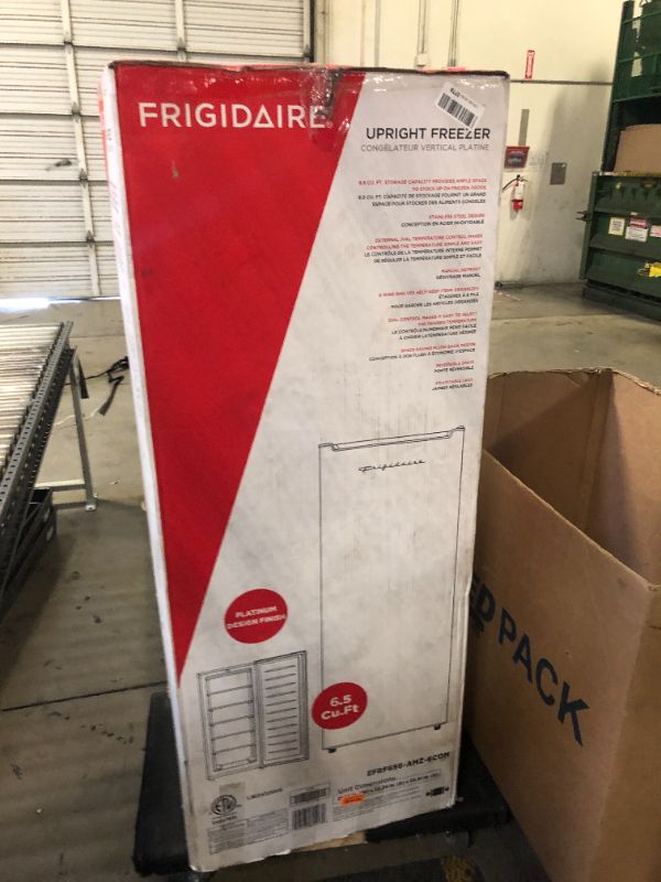 Photo 3 of Frigidaire Upright Freezer, 6.5 cu. ft., Deep Freeze, Vinyl Coated Metal with Wire Shelving, Compact for Kitchen, RV, Dorm, Cabin, and Trailer, Platinum Design Series, Silver - 21D x 23W x 56H