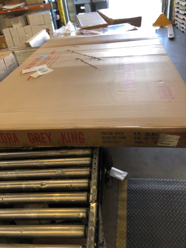 Photo 1 of Meridian Furniture Flora Collection Modern | Contemporary Velvet Upholstered Bed Nailheads, Deep Channel Tufting and Gold Metal Base, King, Gray