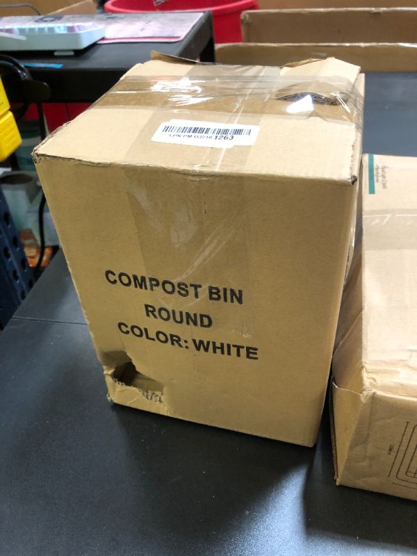 Photo 1 of Kitchen Compost Bin Countertop - Yatmung Cylindrical Food Waste Bin for Kitchen Odorless - Indoor Bamboo Chicken Scrap Bucket - Counter Top Compost Bin with Lid - Plant Styled Compost Pail - Cream